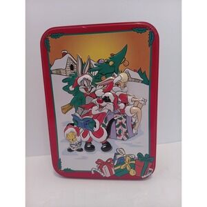 Vintahe Looney Tunes Christmas Tin Box Warner Bros 90s Y2k 3d Bugs Bunny Tweety‎